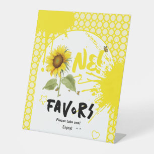 Sunflower with Butterflies 1st Birthday Favours Pedestal Sign