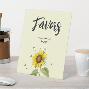 Sunflower with Butterflies Baby Shower Favours Pedestal Sign