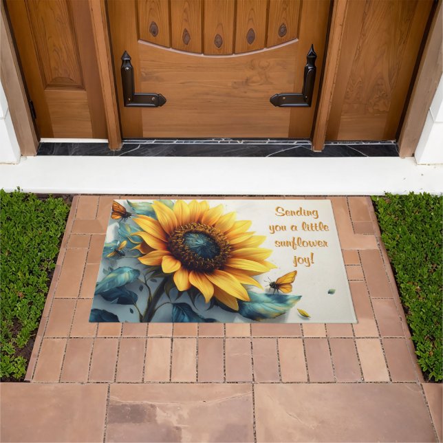 Sunflower with Butterflies with Customizable Text Doormat (Outdoor)