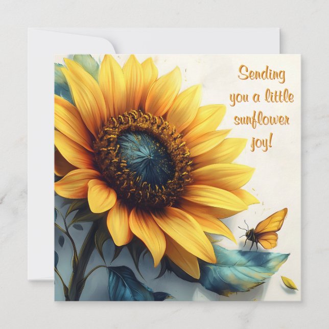 Sunflower with Butterflies with Customizable Text Holiday Card (Front)