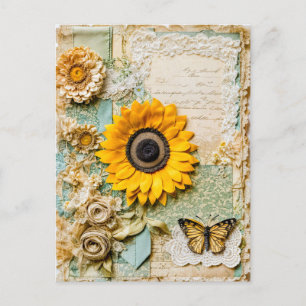Sunflower with Butterfly Holiday Postcard