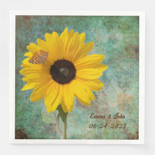 Sunflower with Butterfly Wedding Dinner Napkin