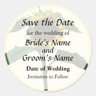 Sunflower With Frilly Edge Save the Date Classic Round Sticker