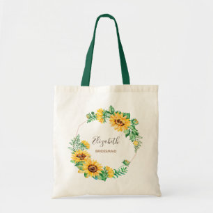 Sunflower with Name Bridal Tote Bag