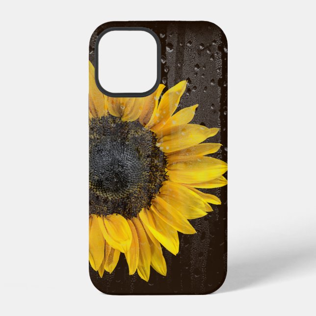 Sunflower with Raindrops on Window iPhone Case (Back)