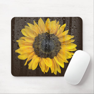 Sunflower with Raindrops on Window Mouse Pad