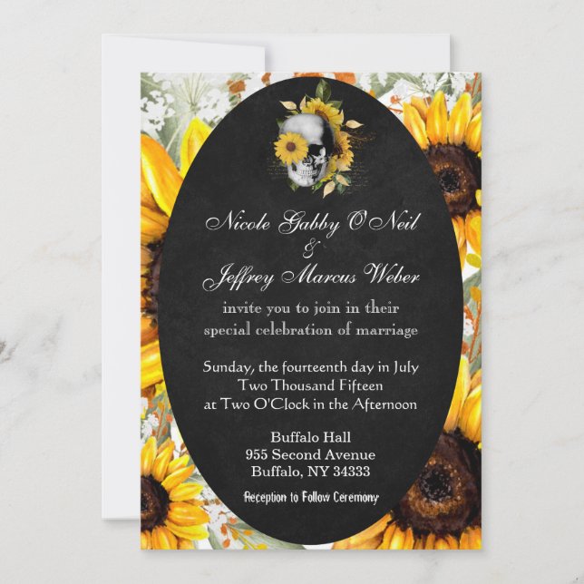 Sunflower with Skull Wedding Invitation (Front)