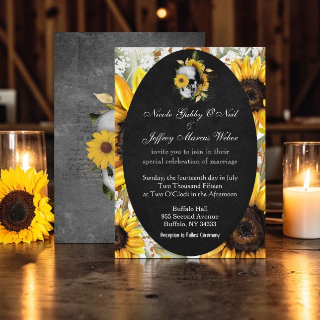 Sunflower with Skull Wedding Invitation (Creator Uploaded)