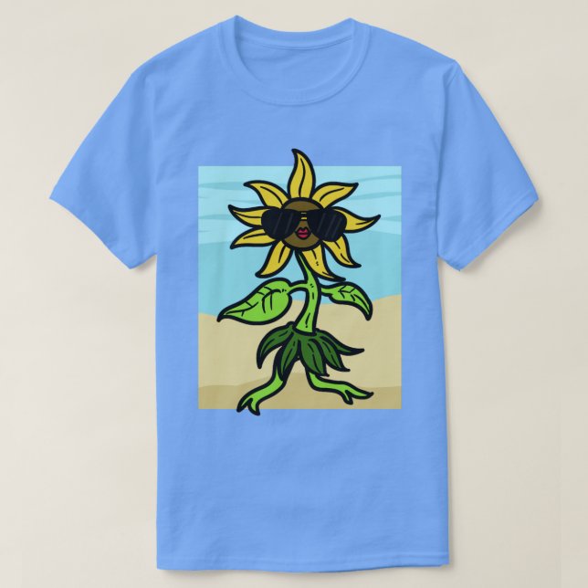 Sunflower with sunglasses in the Sun  T-Shirt (Design Front)