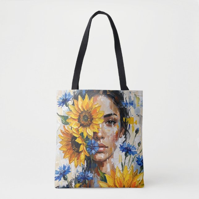 Sunflower Woman Tote Bag (Front)