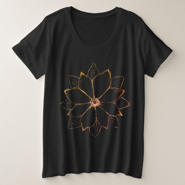 "Sunflower" Women's - Black Plus Size T-Shirt (Design Front)