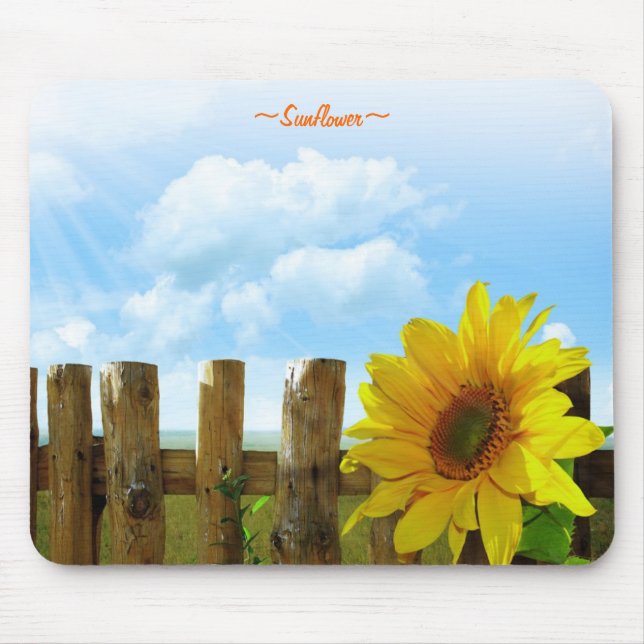 Sunflower wood fence Mousepad (Front)