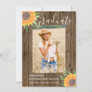 Sunflower Wood Photo Graduation Announcement