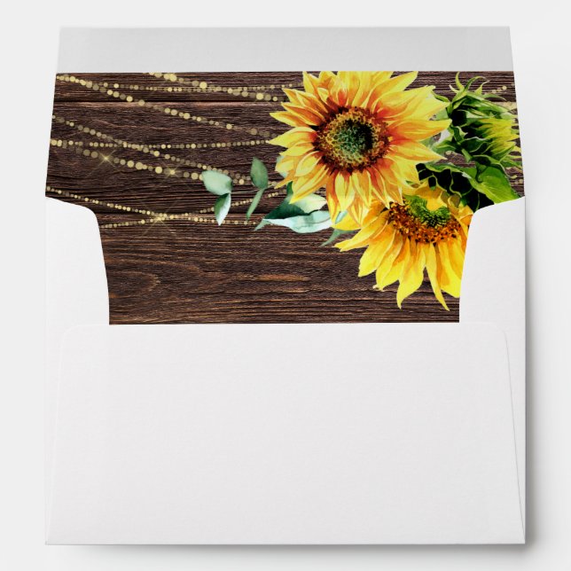 Sunflower, Wood & String Lights Envelope (Back (Bottom))