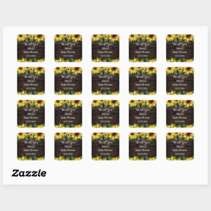 Sunflower Wood String Thank You Classic Round Square Sticker