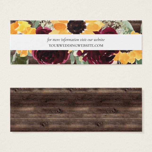 Sunflower Wood Wedding Website Insert Cards Mini (Front & Back)