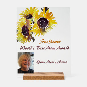 Sunflower World's Best Mum Award Acrylic Sign