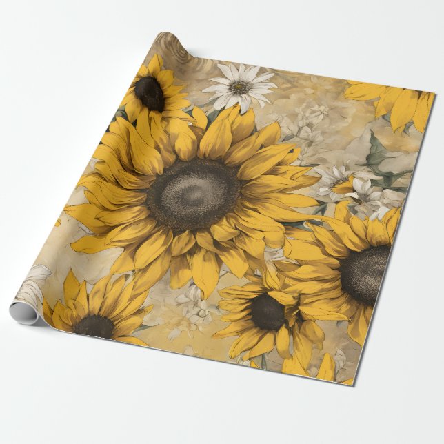 Sunflower Wrapping Paper (Unrolled)