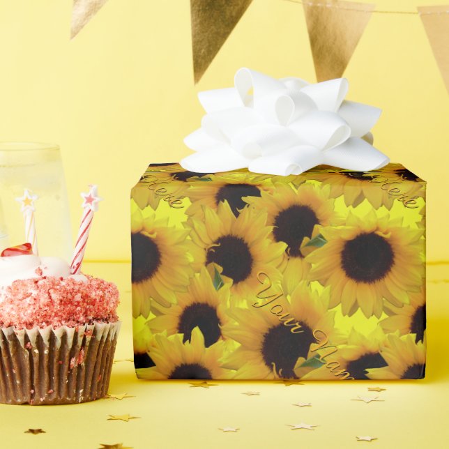 Sunflower Wrapping Paper Personalised Gift Paper (Birthday Party)