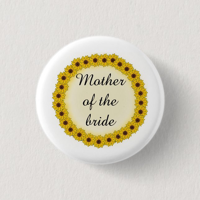 Sunflower Wreath Mother/Grandmother of the Bride 3 Cm Round Badge (Front)