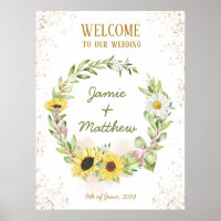 Sunflower Wreath Summer Fall Happy Wedding Welcome