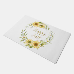 Sunflower wreath with customisable text doormat