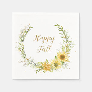 Sunflower wreath with customisable text napkin
