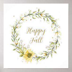 Sunflower wreath with customisable text poster