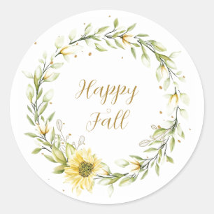 Sunflower wreath with customisable text throw  classic round sticker
