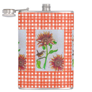 Sunflower Wren Bottle Flask