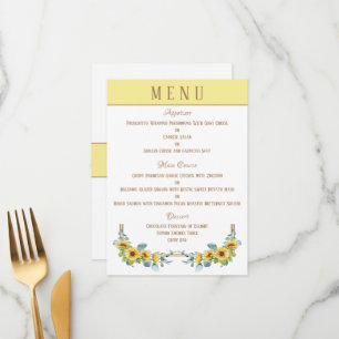 Sunflower (Yellow) 4.5" x 6.25" Wedding Menu