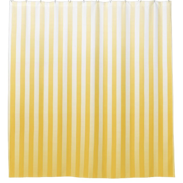 Sunflower Yellow and White Gradated Stripes Shower Curtain (Front)