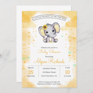 Sunflower yellow Baby Shower Invitation