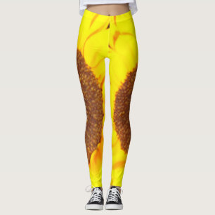Sunflower Yellow Brown Floral Leggings