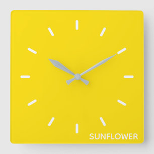 Sunflower Yellow Colour Name Square Wall Clock