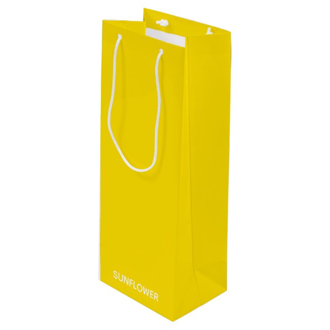 Sunflower Yellow Colour Name Wine Gift Bag (Front Angled)