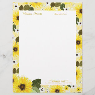 Sunflower Yellow Country Floral Wedding Bridal Custom Letterhead