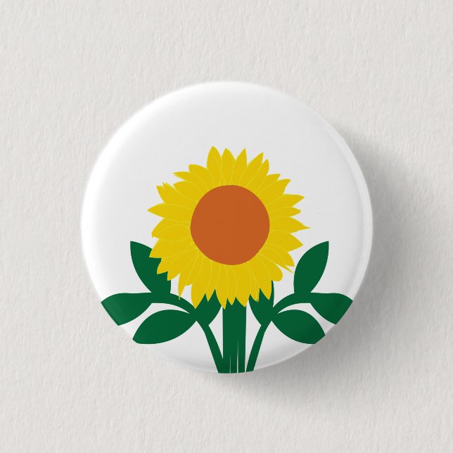 Sunflower Yellow Floral 3 Cm Round Badge (Front)
