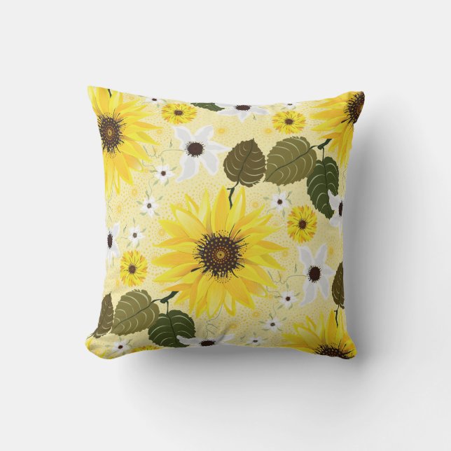 Sunflower Yellow Floral Cushion (Front)