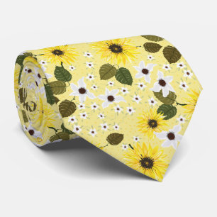 Sunflower Yellow Floral Pattern Tie