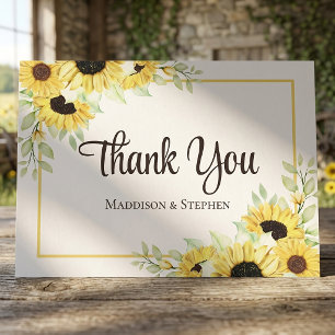 Sunflower Yellow Floral Rustic Wedding Thank You