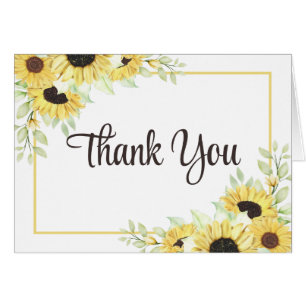 Sunflower Yellow Floral Rustic Wedding Thank You