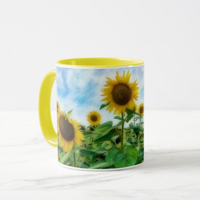 Sunflower Yellow Flower Art Coffee Mug Cup (Front Left)
