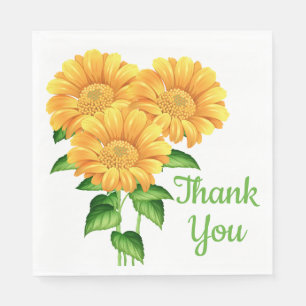 Sunflower Yellow Flowers Wedding Thank You Napkin