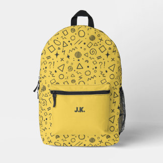sunflower yellow geometric retro pattern  printed backpack