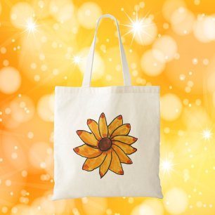 Sunflower Yellow Hand Drawn Ink Tote Bag