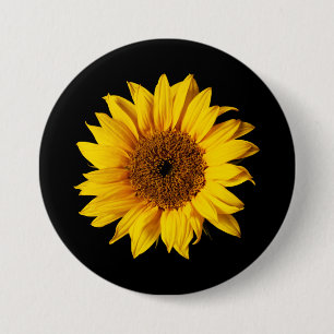 Sunflower Yellow on Black - Customised Sun Flowers 7.5 Cm Round Badge