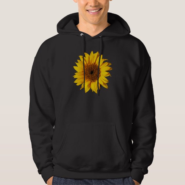 Sunflower Yellow on Black - Customised Sun Flowers Hoodie (Front)
