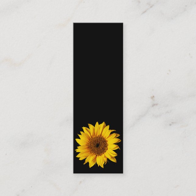 Sunflower Yellow on Black - Customised Sun Flowers Mini Business Card (Front)