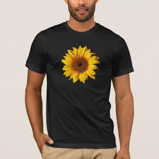 Sunflower Yellow on Black - Customised Sun Flowers T-Shirt (Front)